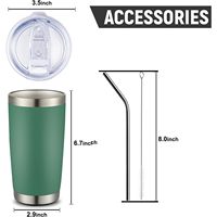Mug de voyage en acier inoxydable 20 oz, design classique, double paroi, isotherme sous vide, couvercle durable avec revêtement poudré, paille, vert foncé