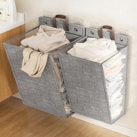 Panier à linge pliable en maille de polyester, multifonctionnel, écologique, durable, organisateur suspendu pour salle de bain, rangement pour vêtements sales
