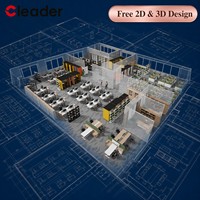 Poste de travail moderne à 6 places, plan ouvert, avec pieds en boucle, bureau collaboratif, écran acoustique, socle, ODM
