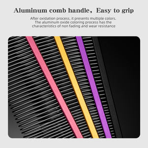 Pettine Professionale in Acciaio Inossidabile e Alluminio Leggero per Cani e Gatti - Design Facile da Usare e Sicuro per Aprire i Nodi - Product Image 2