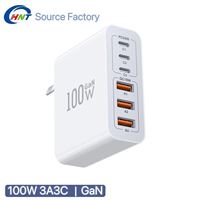 Chargeur mural rapide HNT Factory 100W GaN magnétique 3A3C multi-USB, adaptateur secteur personnalisé EU UK US AU JP pour iPhone et tablette