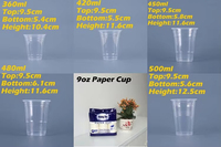 Gobelets en plastique jetables transparents et blancs en PP pour les fêtes, les restaurants, la restauration et les plats à emporter, OEM