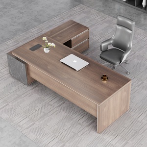 Custom Modern Luxury Wood Office <b>Table</b> Furniture Modular L Shaped Silla Escritorio CEO Executive Manager Office Desk Drawer Home - Product Image 1