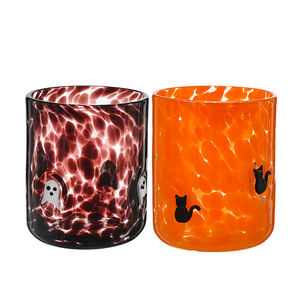 白いフレックス印刷大きなジュース水アイコンを飲むメガネカップ空のガラスキャンドルジャーパンプキンバット付きハロウィーンデコレーション - Product Image 3