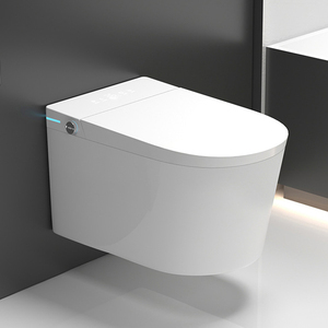 Toilette intelligente murale entièrement automatique avec siège chauffant antibactérien, télécommande, céramique, drainage mural <span class=keywords><strong>suspendu</strong></span> - Product Image 1