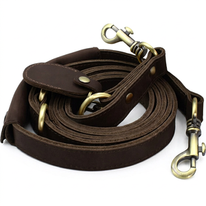 Premium Brown Leather Dog Leash With Brass Hardware Classic Style Durable <b>Pet</b> Walking Lead For Dogs - Product Image 1