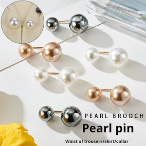 Çift inci broş Pins kazak şal toka bel sıkma broş anti-pozlama müslüman eşarp başörtüsü pimleri - Product Image 1