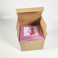 Carton rigide à base de couvercle graphique imprimé sur mesure, jolie boîte d'emballage cadeau de Noël rose pour cadeau