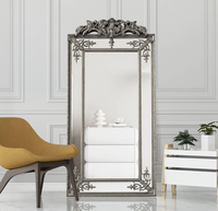 Grand Miroir de Sol Doré Luxe Style Baroque, Sculptures Robustes, Décoration Autonome