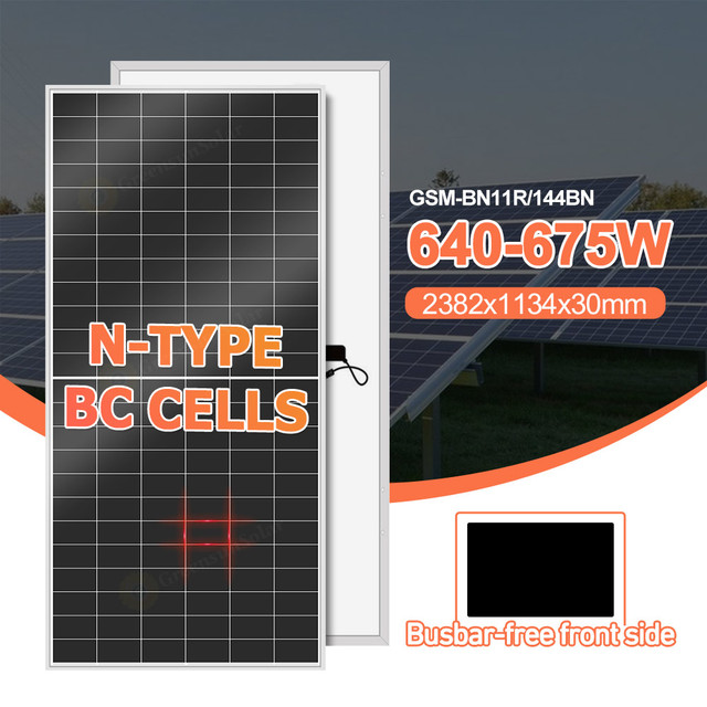 Solar Panel Bifacial Mono N-Type BC Cell 640W/650W/660W Solar Panel with Double Glass Factory Price