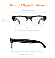 Lunettes Intelligentes IA : Enregistrement Vidéo HD en Direct, Traducteur IA, Caméra 8MP, IA ChatGPT, Demi-monture
