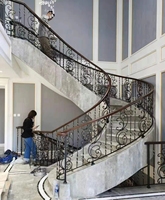 ECT H2023 Escalier en acier incurvé en marbre de style moderne à faible coût