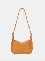 Tas Selempang Wanita Bahan Suede Desain Jahitan Kontras Mini Hobo  Dompet Wanita Kantong Samping Logo Custom