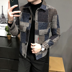 Giacca da <span class=keywords><strong>Uomo</strong></span> in Lana a Quadri Autunno Inverno 2025, Nuovo Stile Coreano Fashion Slim Fit Casual - Product Image 4