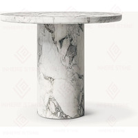 Meubles de salon de style nordique moderne, table console en marbre pour couloir, table d'entrée ronde en travertin