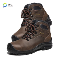 Chaussures de sécurité anti-eau entièrement en cuir anti-froid pour l'hiver chaussures de sécurité imperméables pour la construction minière chaussures de sécurité imperméables boisées marron pour hommes