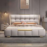 Ensemble matelas et cadre de lit double king-size moderne de luxe en cuir, réglable, inclinable, écologique, durable et confortable, avec matelas épaissi