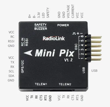Professional RadioLink Mini Pix Flight Controller Based PIXHAWK GPS Vibration Damping by Software Compatible Flight Controller