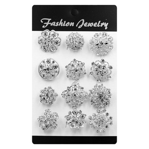Muslim Fashion Card-Packaged Alloy Rhinestone Flower Shape Gold Plated Brooches Engagement <b>Wedding</b> Party Gifts Wholesale - Product Image 3