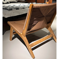 Fauteuil lounge en bois tressé rétro du milieu du siècle, durable et portable, pour salon, extérieur et bureau à domicile, style Asie du Sud-Est