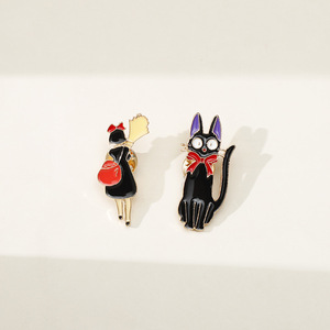 Dễ thương phim hoạt hình cô gái và mèo chất lượng cao tùy chỉnh mềm men ve áo huy hiệu biểu tượng pin - Product Image 2