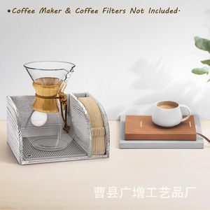 กล่องเก็บกระดาษกรองกาแฟไม้ สีเทา สีทึบ มีช่องสำหรับการชงกาแฟแบบกรอง - Product Image 2