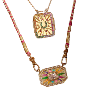 Vintage Style <span class=keywords><strong>Tarot</strong></span> Square Card Halskette 18 Karat vergoldete Glieder kette mit Zirkonia Diamond New Brass für Party Jubiläums geschenk - Product Image 1