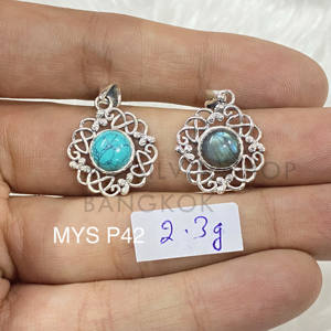 Dije de Plata de Ley con Diseño Artístico y Piedra Preciosa, Hecho a Mano para Joyería Fina de Plata - Product Image 1