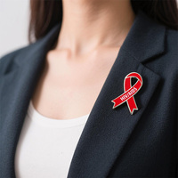 Ruban rouge personnalisé Épingles de sensibilisation au VIH/sida Émail souple Décalcomanies de revers en métal Campagne de santé Cadeaux Accessoires BÉNÉDICTIONS SANTÉ