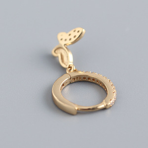 Haute qualité argent 925 <span class=keywords><strong>diamant</strong></span> boucles d'oreilles élégant papillon balancent avec princesse coupe <span class=keywords><strong>diamant</strong></span> plaqué or Design de mode à la mode - Product Image 4