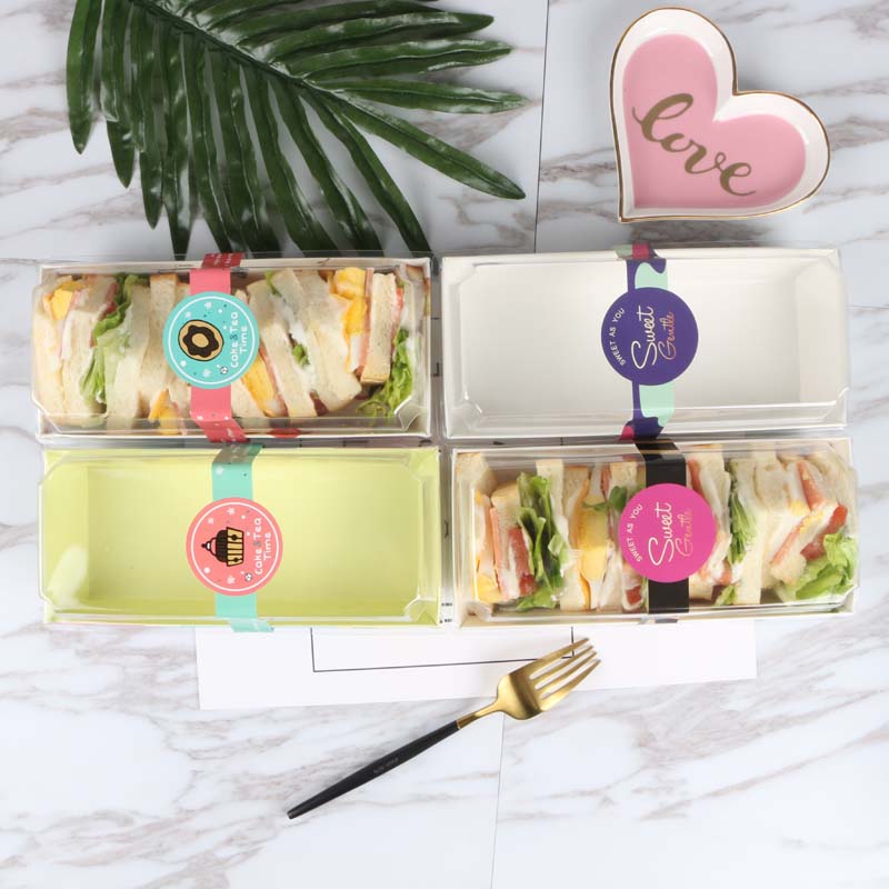 Disposable Takeaway Box Hot Dog Sandwich Swiss Roll Muffin Cheese Pastry Dessert Cake Box With Clear Lid