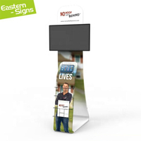 Support TV portable en aluminium, présentoir en tissu imprimé sur mesure avec support TV, support tablette et station de recharge