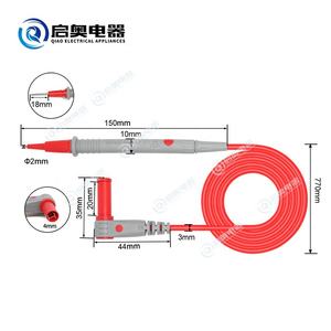 Kabel Uji Multimeter Tembaga 10A Dua Warna PVC dengan Ujung Runcing Sangat Halus, Tegangan 1000V, Panjang Dapat Disesuaikan - Product Image 2