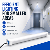 Luminaire LED compact anti-intempéries 600 mm 20 W, étanche, pour couloirs, escaliers, bureaux techniques et zones de service