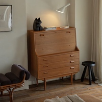 Bureau de direction scandinave en bois massif écologique avec tiroirs, armoires de rangement pour livres et miroir, idéal pour le salon