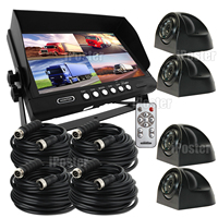 IPoster 9in étanche 4 canaux Quad View moniteur d'écran IPS inversé avec IR LED couleur vue nocturne CCD camion Kit de caméras de recul