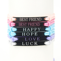 Bricolage peut personnaliser heureux chanceux acrylique lettre marque bracelet élastique nom personnalisé bracelet élastique pour femmes et hommes