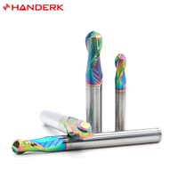 HANDERK DLC dilapisi bola hidung End Mill untuk Aluminium 2/4F Hrc55 bola hidung Milling Cutter untuk alat mesin CNC