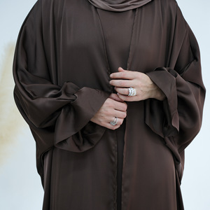 Eid Mubarak Ramadan: Novo Kimono Turbante Aberto Dubai para Mulheres Muçulmanas - Vestido Longo de Cetim Poliéster com Manga Comprida, Elegante para o Verão Islâmico - Product Image 5