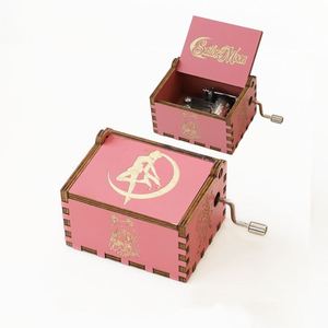 Custom logo Printed Hot Selling Colorful Laser Engraved Hand Crank Mini Diy Wooden <b>Music</b> <b>Box</b> Gift - Product Image 4