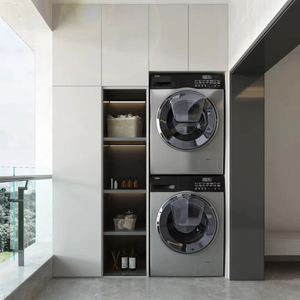 Mueble Moderno de Madera Maciza para Lavadero con Lavadora y Diseño Elegante - Product Image 1