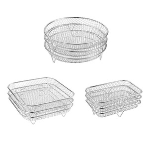 Stainless Steel Air Fryer Grill Rack Three Layer Stackable Dehydration Rack For Fruit Vegetable Cooling Baking Barbecue Net - Product Image 1