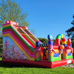 Tobogán Inflable Comercial con Pista de Obstáculos, <span class=keywords><strong>Castillo</strong></span> Hinchable para Niños, Tobogán Inflable Rosa con Forma de Caramelo - Product Image 2