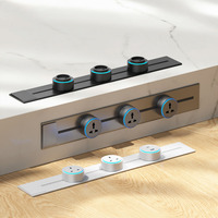 Prise coulissante ultra-fine avec interrupteur individuel et lumière LED 16A, rail d'alimentation mobile