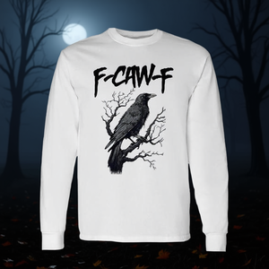F-Caw-F Raven T-shirt à manches longues avec motif d'oiseau d'Halloween, noir et blanc, unisexe, taille adulte - Product Image 3