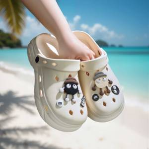 Chanclas de EVA con suela gruesa y orificios, estilo veraniego, a la moda, para parejas, con punta abierta, para hotel, con amortiguación. - Product Image 1