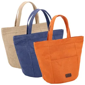 Eco Hemp Waterproof Beach Carry Bag Natural Burlap Jute Tote Bucket Shopping Grocery Bag for Vegetable Potato