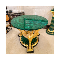 Autres meubles en pierre naturelle Table console en malachite verte Tables d'appoint avec décoration en laiton
