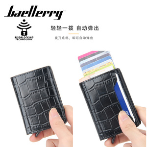 Baellerry Men's Card Holder Crocodile Pattern Multi Slot PU Leather Anti Theft Credit Card <b>Case</b> Everyday Use - Product Image 3