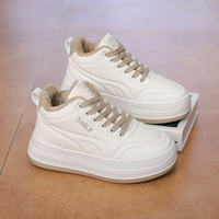Chaussures décontractées montantes pour femme, en PU doublé de peluche, de haute qualité, pour l'hiver, à lacets, confortables, semelles souples antidérapantes